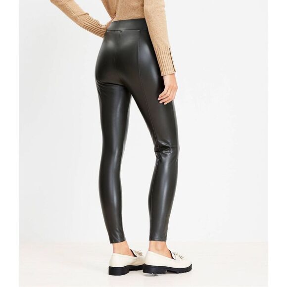 Loft Faux Leather Leggings Black size M NWOT - Picture 3 of 14